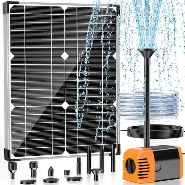 20W Solar Water Pump Kit with 320GPH Flow Rate, 7 Sprayers, 16. 4ft Cable, 6. 6ft Tubing for Pond, Fish Tank, Garden Use
