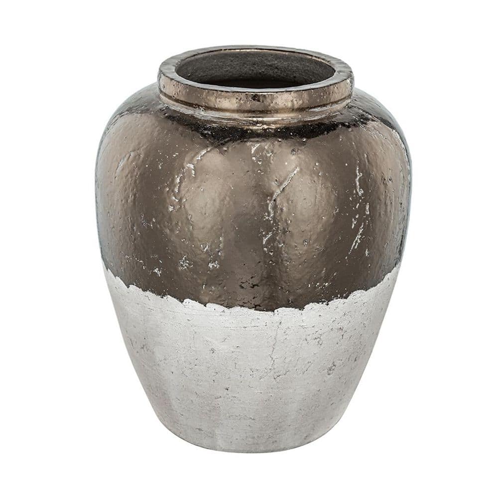 Timeless Style 16 in. Brown Antique White Ceramic Round Decorative Accent V