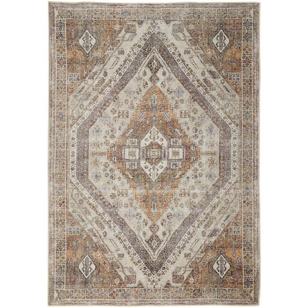 HomeRoots 9 x 12 Brown, Ivory Abstract Area Rug