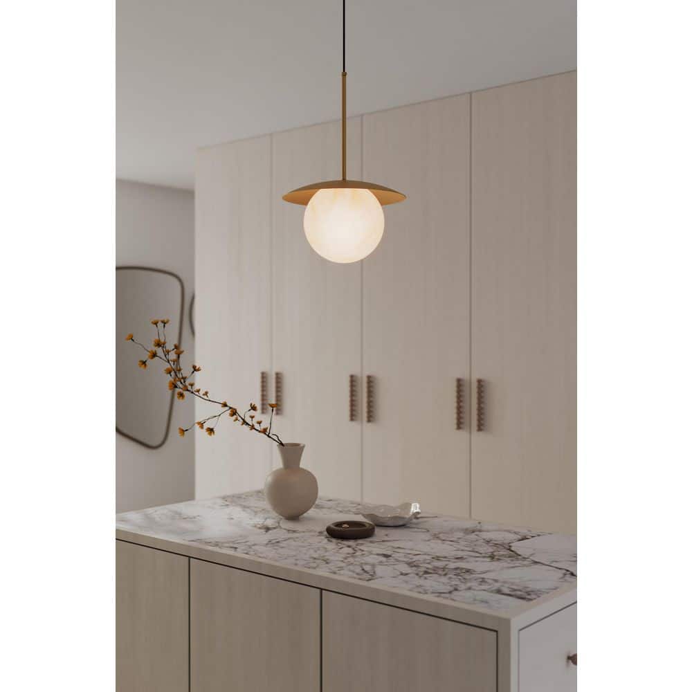 Olenne 14 in. 1-Light Legacy Brass Pendant with Etched Amber Swirl Glass Shade price history on PriceWatchPro