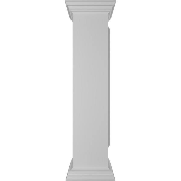 Ekena Millwork Straight 48 in. x 10 in. White Box Newel Post with Panel, Peaked Capital and Base Trim (Installation Kit Included)