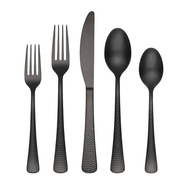 Cambridge Brody Black Satin Hammered 20-Piece Black 18/0-Stainless Steel Flatware Set (Service For 4)