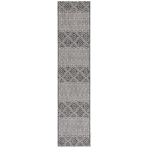 SAFAVIEH Courtyard Black/Gray 8 ft. x 10 ft. Tribal Diamond Chevron ...