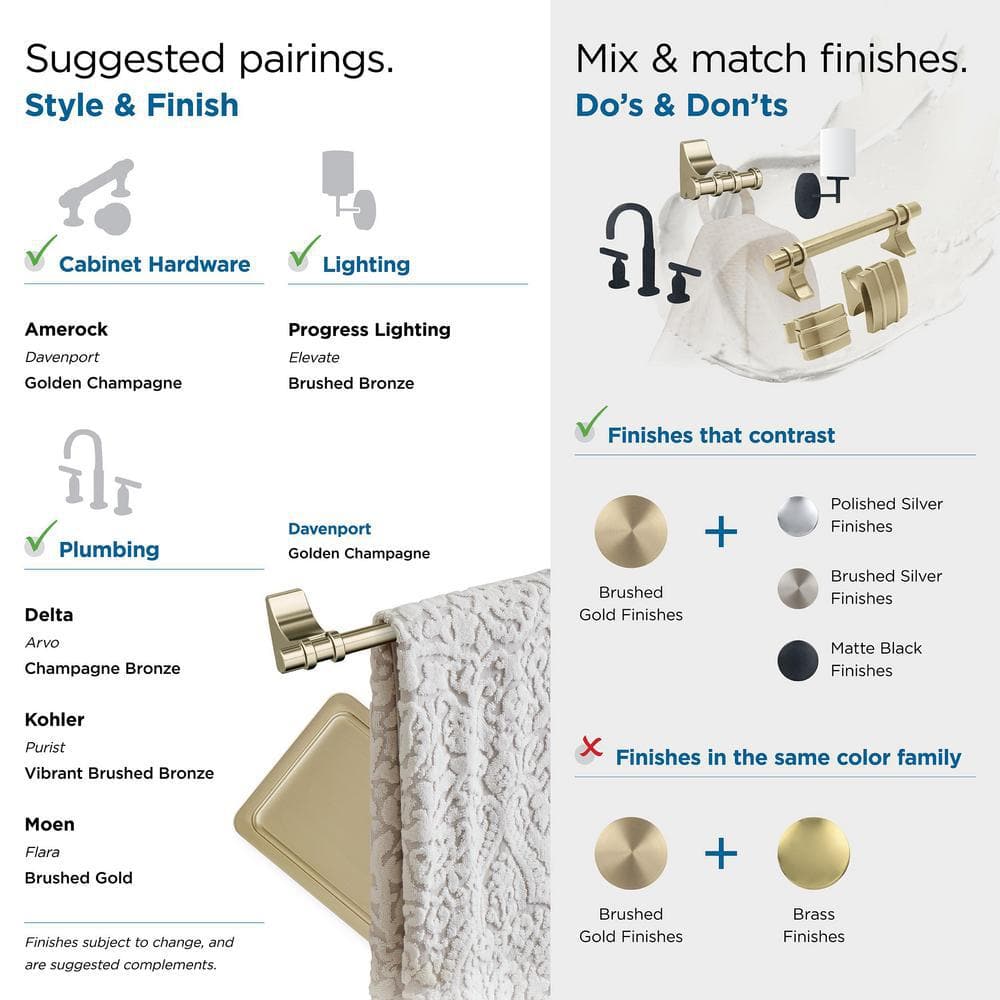 Golden Champagne Wall Mounted Towel Ring with Elegant Design