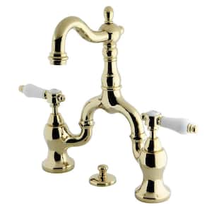 Bel-Air Bridge 8 in. Widespread 2-Handle Bathroom Faucet with Brass Pop-Up in Polished Brass