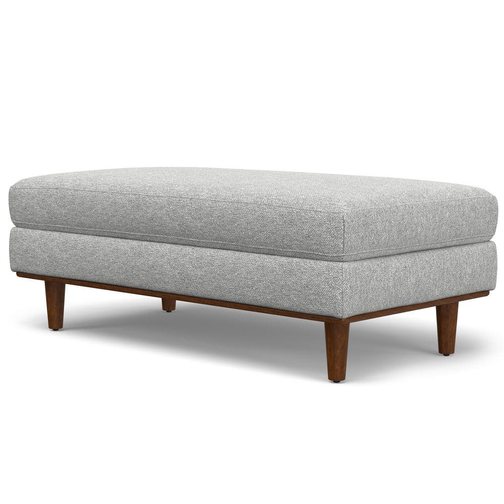 Morrison 49" Mist Grey Woven-Blend Fabric Ottoman