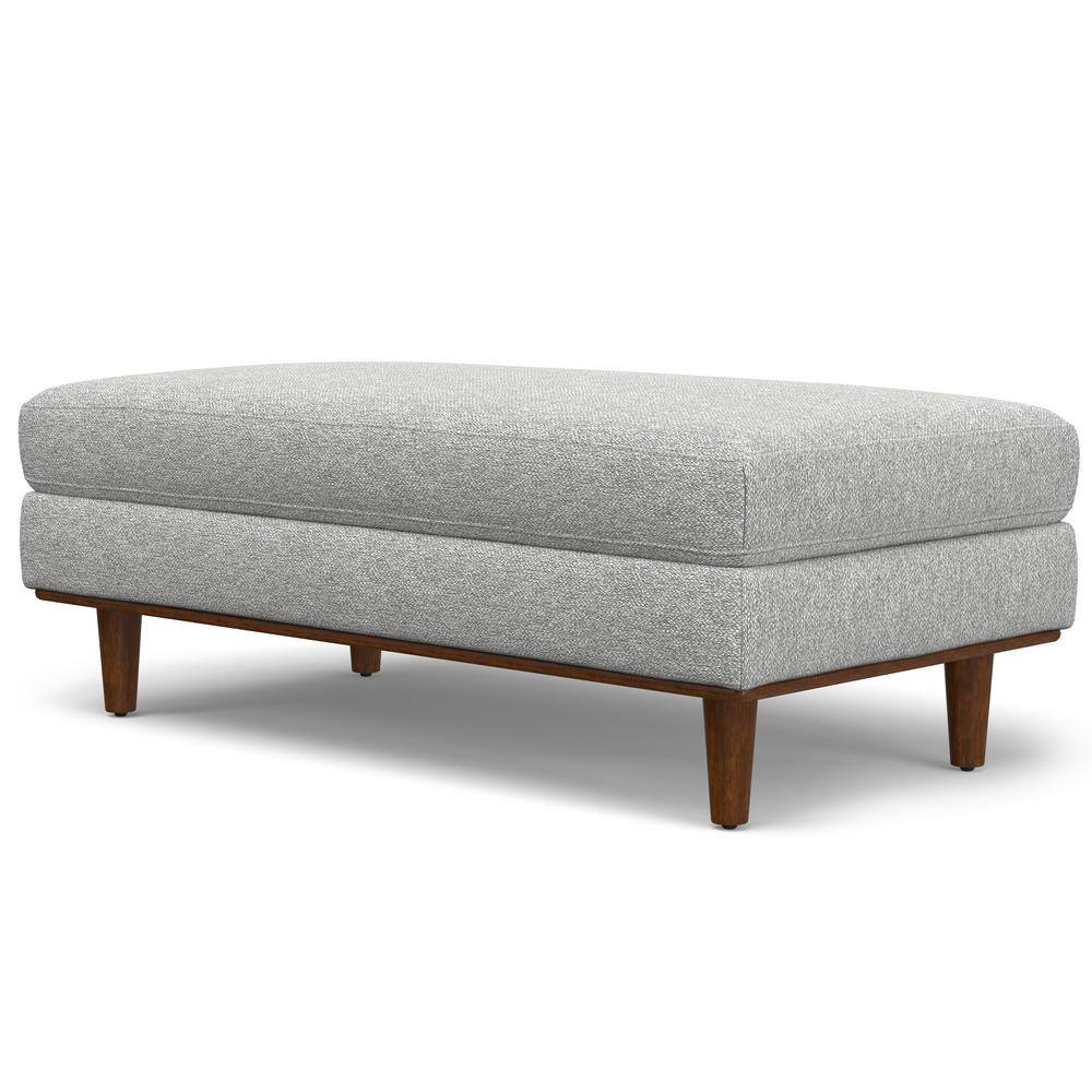 Morrison 49" Mist Grey Woven-Blend Fabric Ottoman