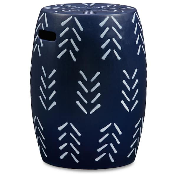 Signature DESIGN BY ASHLEY Genemore 17.5 in. Blue/White Backless Ceramic Non-Upholstered Stool
