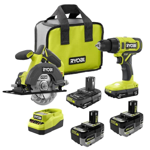 ONE+ 18V Cordless 2-Tool Combo Kit w Drill/Driver, Circular Saw, Batteries, Charger & (2) 6Ah HIGH PERFORMANCE Batteries