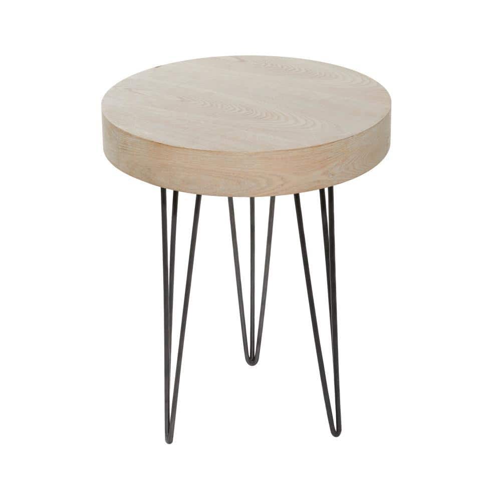 Elegant Round 20" Wood and Metal Accent Table in Brown