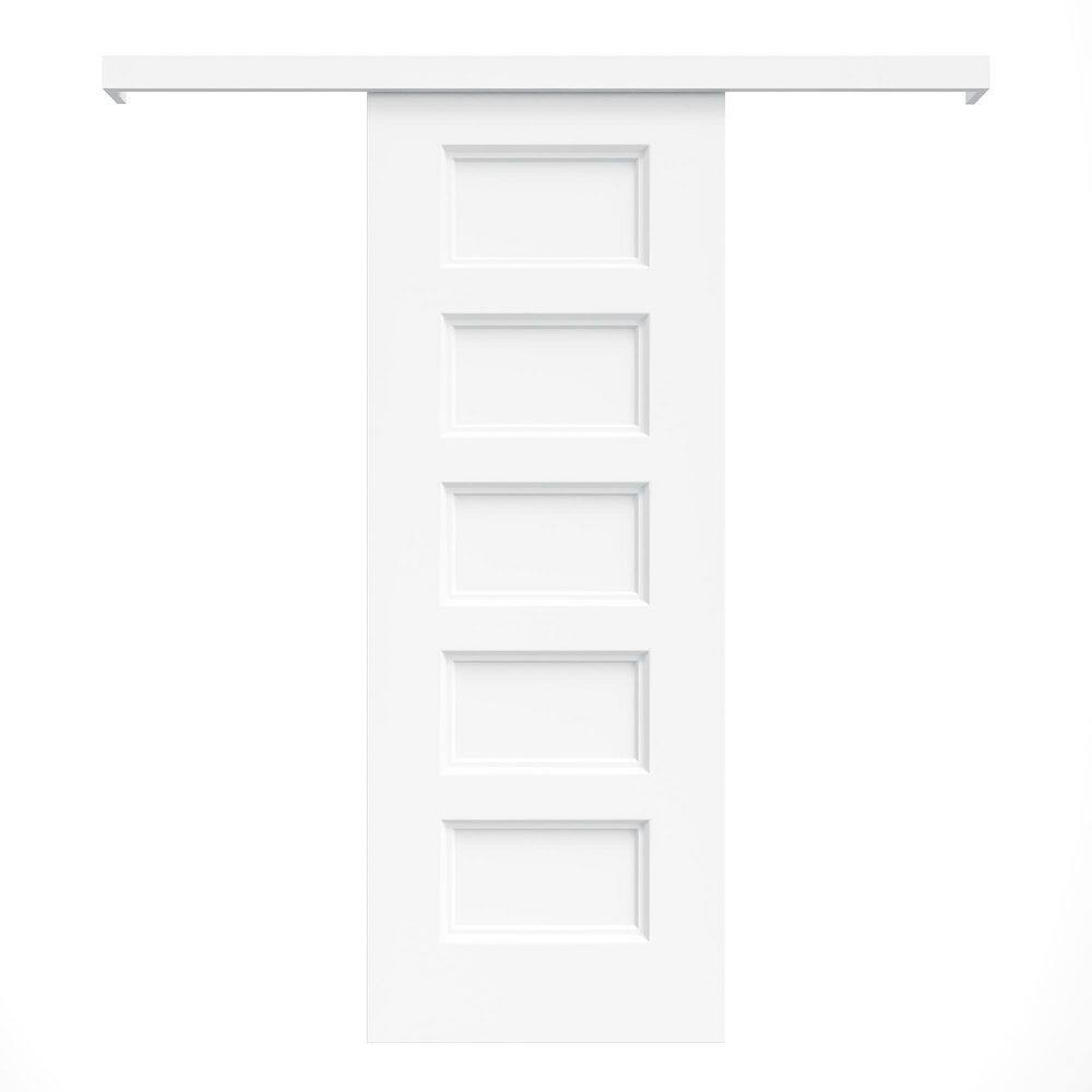 32 in. x 80 in. Hidden Track Style 5 Panel White Primed MDF Waterproof Sliding Barn Door with Hardware Kit price history on PriceWatchPro