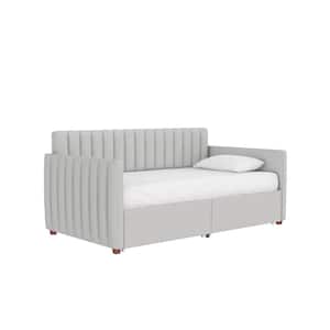 Brittany Gray Linen Twin Daybed with Storage Drawers