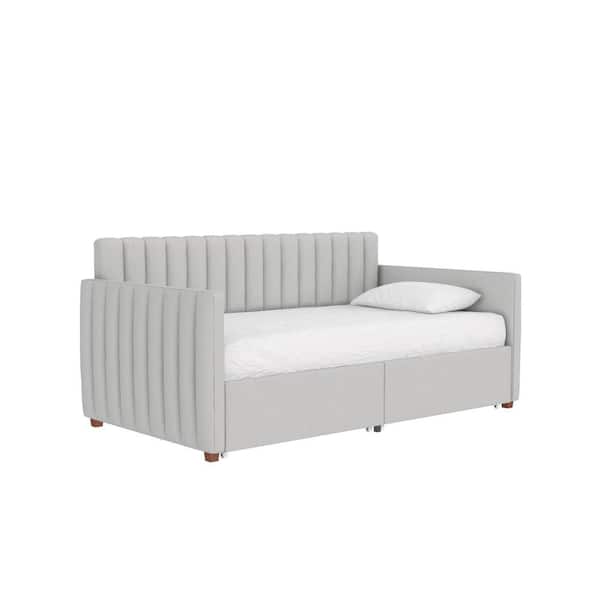 Ik heb het erkend Carry tent Novogratz Brittany Gray Linen Twin Daybed with Storage Drawers 4577419N -  The Home Depot