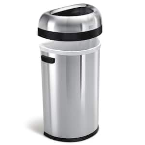 60 Liter Open Top Semi-Round Commercial Trash Can, Brushed Stainless Steel