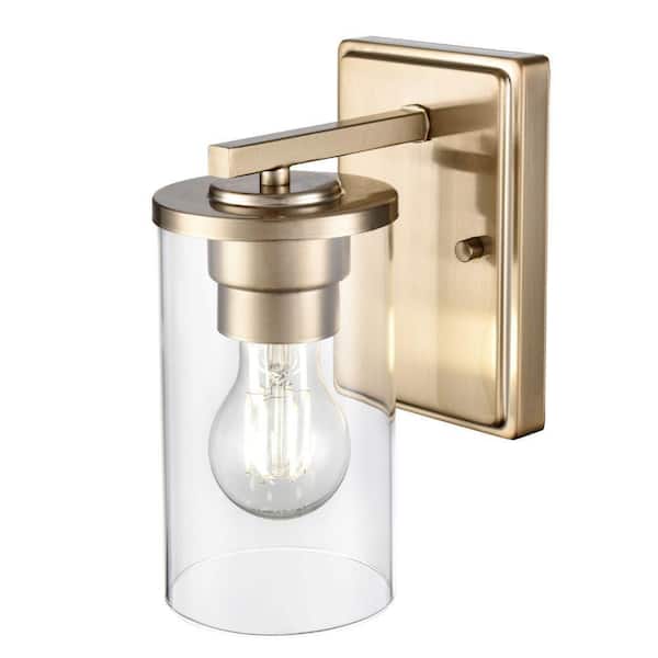Verlana 4.5 in. 1-Light Modern Gold Vanity Light with Clear Glass Shade