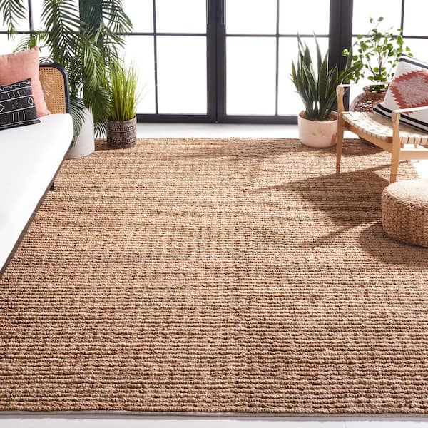 Natural Fiber Beige 9 ft. x 12 ft. Woven Solid Area Rug