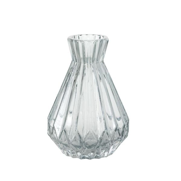SULLIVANS 6.5" Gray Ribbed Glass Bud Vase