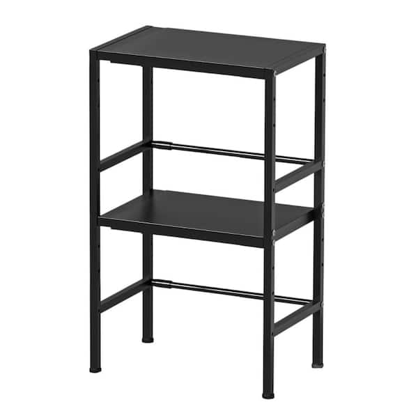 2-Shelf Expandable Heavy Duty Metal Storage Rack Adjustable Organizer 300 LBS Load for Kitchen Garage Laundry Black