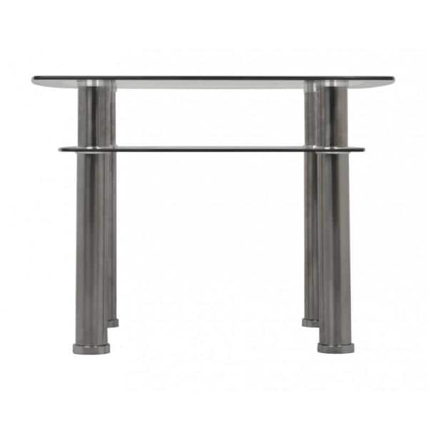 Modern Chrome Square End Table with Black Glass Shelf