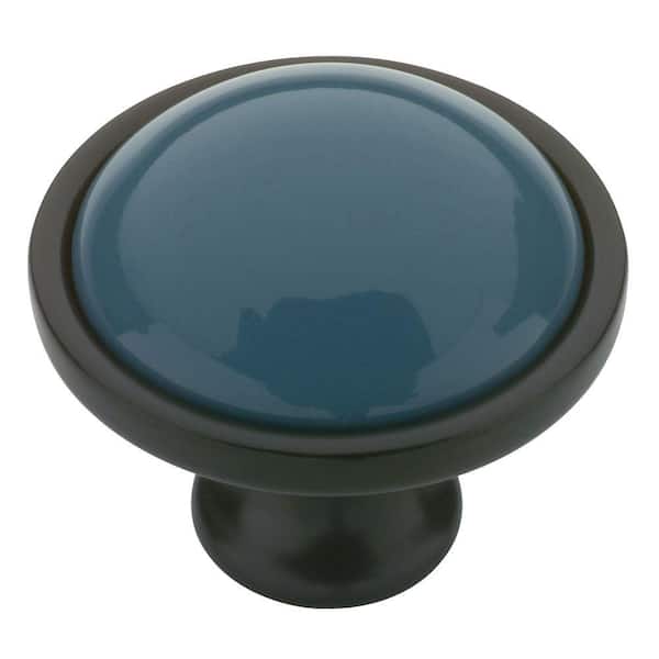 Liberty Southwestern 1-3/8 in. Flat Black And Turquoise Cabinet Knob-DISCONTINUED