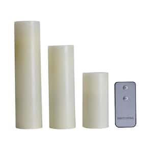 Set of 3 2 in. X 4.68 in. LED Wax Pillar Candles w/remote, White