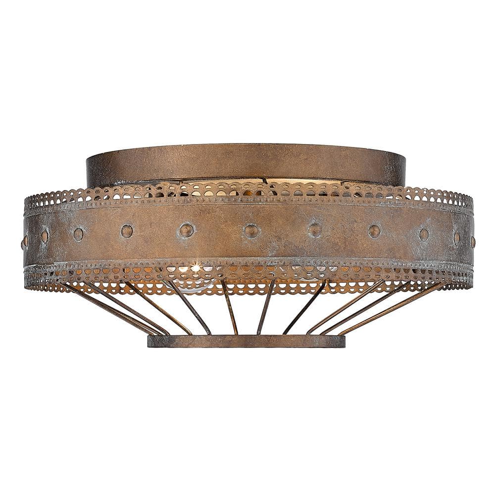 Copper Patina Farmhouse Indoor/Outdoor Flush Mount Light
