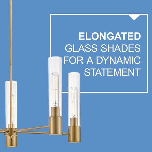 LARK - Shea 5-Light Lacquered Brass Tubed Chandelier