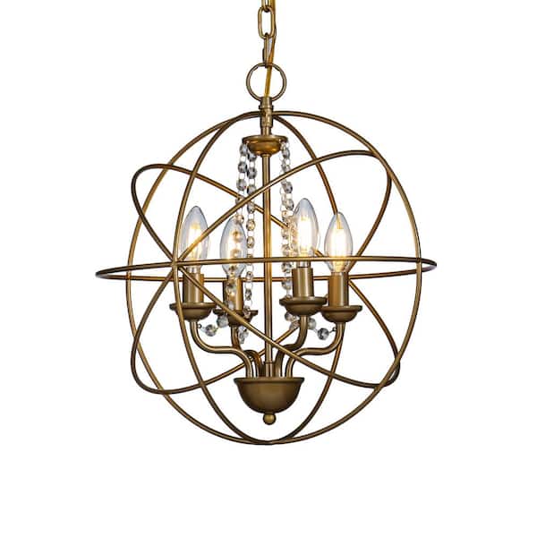Light Brass Metal Shade Chandelier, Shades Of Light Crystal And Metal Orb Chandelier