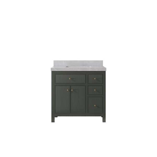 Willow Collections Sonoma 36 in. W x 22 in. D x 36 in. H Single Sink Bath Vanity Center in Pewter Green with 2" Pearl Gray Quartz Top