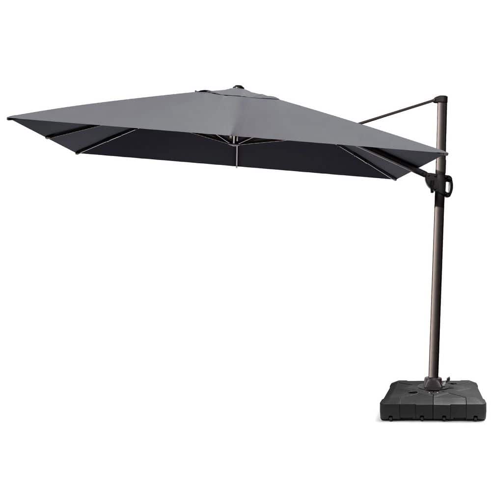 9 ft. x 12.5 ft. Rectangular Aluminum Cantilever 360° Rotation Patio Umbrella in Gray with 260 lbs. Umbrella Base Stand price history on PriceWatchPro