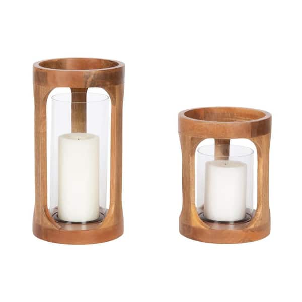 Dahl Natural Brown Wood Candle Holder 2-Pack
