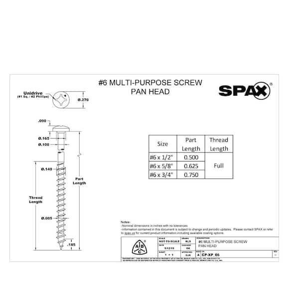 SPAX #6 x 5/8 in. Interior Pan Head Wood Metal Screws Cabinet