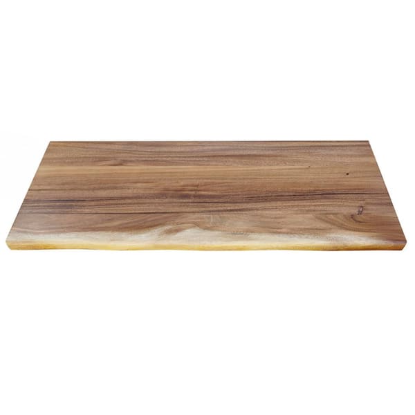 Hampton Bay 4 ft. L x 25 in. D Finished Saman Solid Wood Butcher Block Standard Countertop in with Live Edge