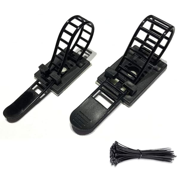 Yichuhaoxi 50pcs Adjustable Adhesive Cable Ties Clips with Nylon Zip Ties for Home Office Wire Management in Black