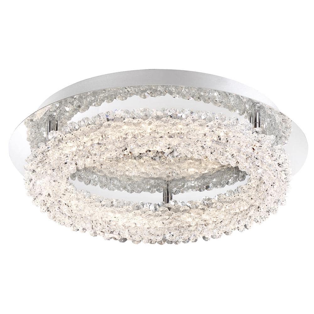 Sassi 15" Chrome LED Flush Mount with Crystal Shards