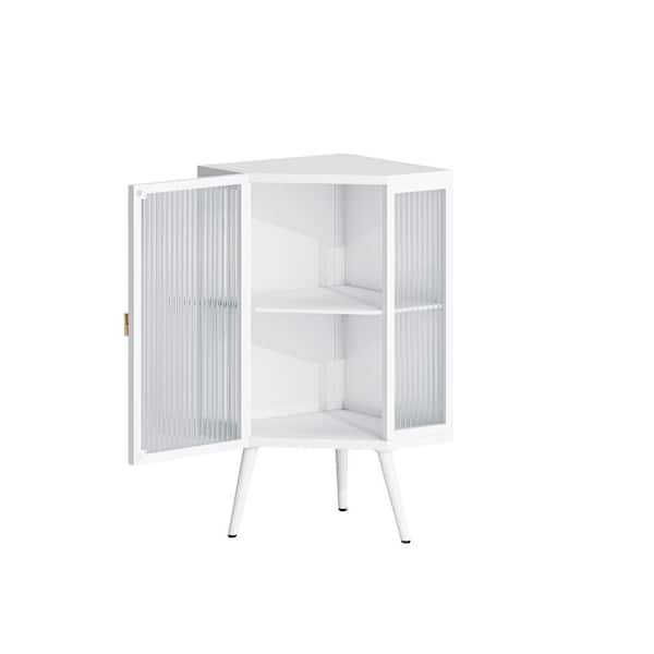COWLOWN 22.25 in. W x 16.54 in. D x 31.50 in. H White Metal Linen Cabinet with Tempered Glass Door & Storage Shelves