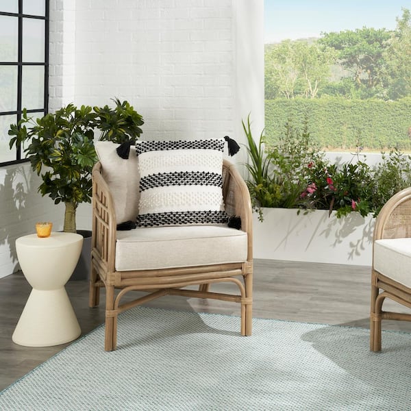 Buy Indoor/Outdoor Patio Lane Farmhouse Ticking Indigo - 18x18 Vertical  Stripes Throw Pillow