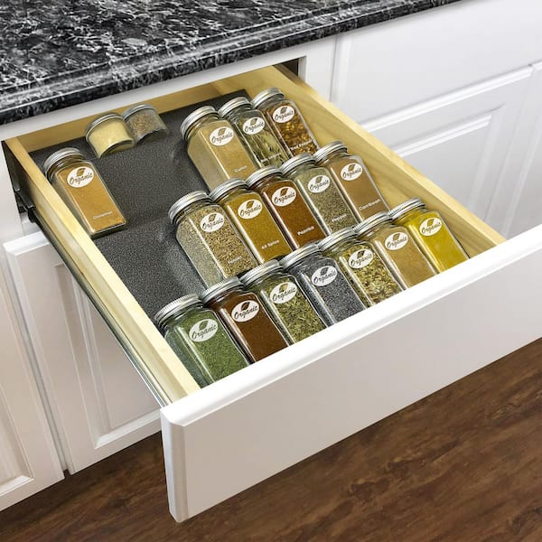 Spice Drawer Organizer, 9 Pcs Clear Acrylic In Drawer Seasoning Jars Rack,  Expandable From 8 to 24 Kitchen Cabinets/Countertop Drawer Spice Rack