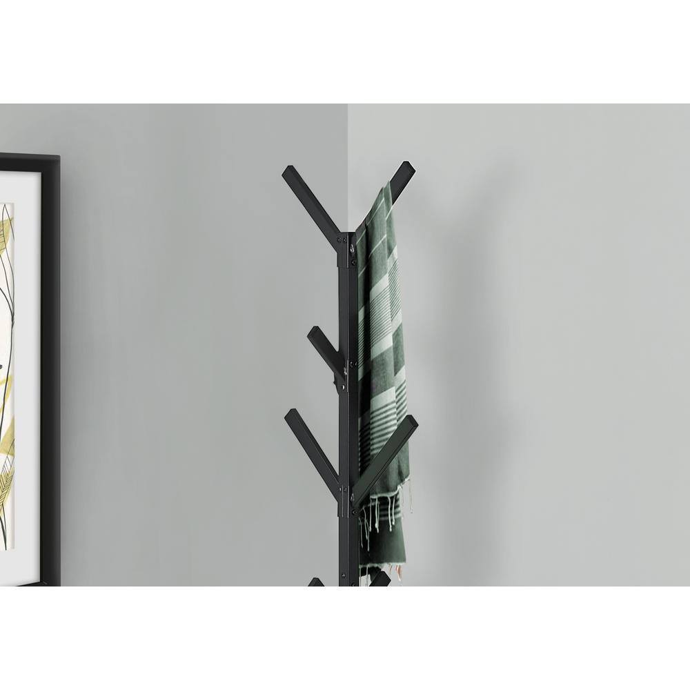 Black Metal 70" Modern Industrial Coat Rack with 8 Hooks
