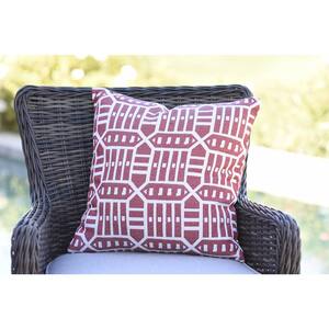 Roland Red Square Outdoor Accent Throw Pillow (Set of 2)