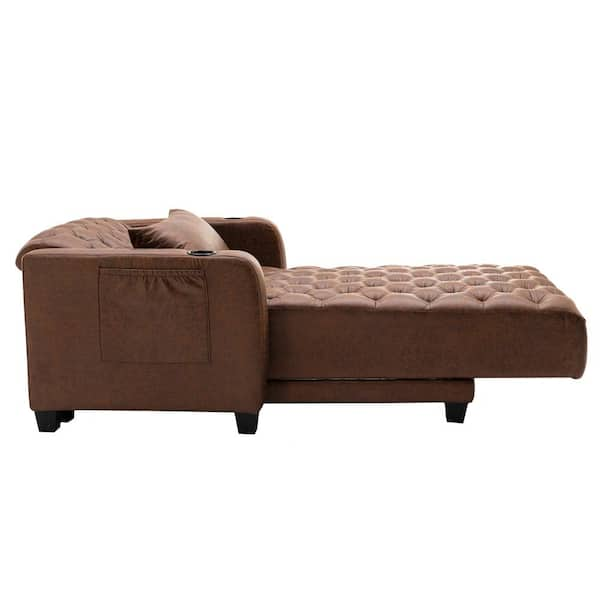 HOMEFUN Modern Tufted Brown PU Leather Electric Adjustable Sofa Chaise  Lounge with Wireless Charging HFHDSN-908BR - The Home Depot