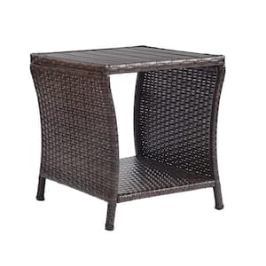 Outdoor Side Table for Patio Small Rattan Wicker Coffee Table Balcony Table Outside End Table