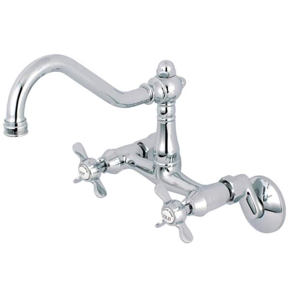 Kingston Brass Essex 2-Handle Wall-Mount Standard Kitchen Faucet in Polished Chrome