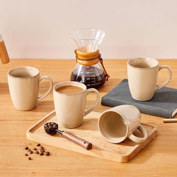 vancasso 12 oz. Brown Stoneware Coffee Mug (Set of 4) Tea Coffee