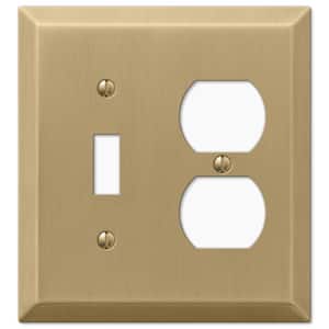Metallic 2 Gang 1-Toggle and 1-Duplex Steel Wall Plate - Brushed Bronze