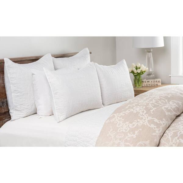 Unbranded Cressida White Linen Quilted Euro Sham