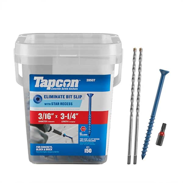 Reviews for Tapcon 3/16 in. x 3-1/4 in. Star Flat-Head Concrete Anchors ...