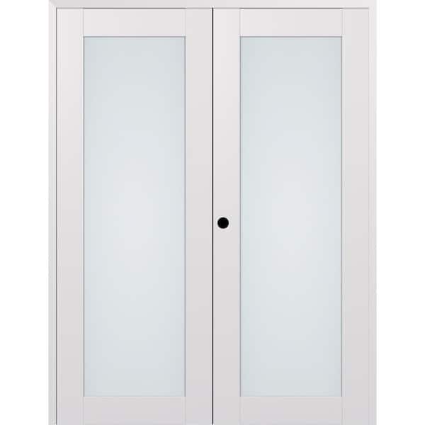 Avon 207 N 48 in. x 80 in. Right Active Full Lite Frosted Glass Snow White Wood Composite Double Prehung French Door