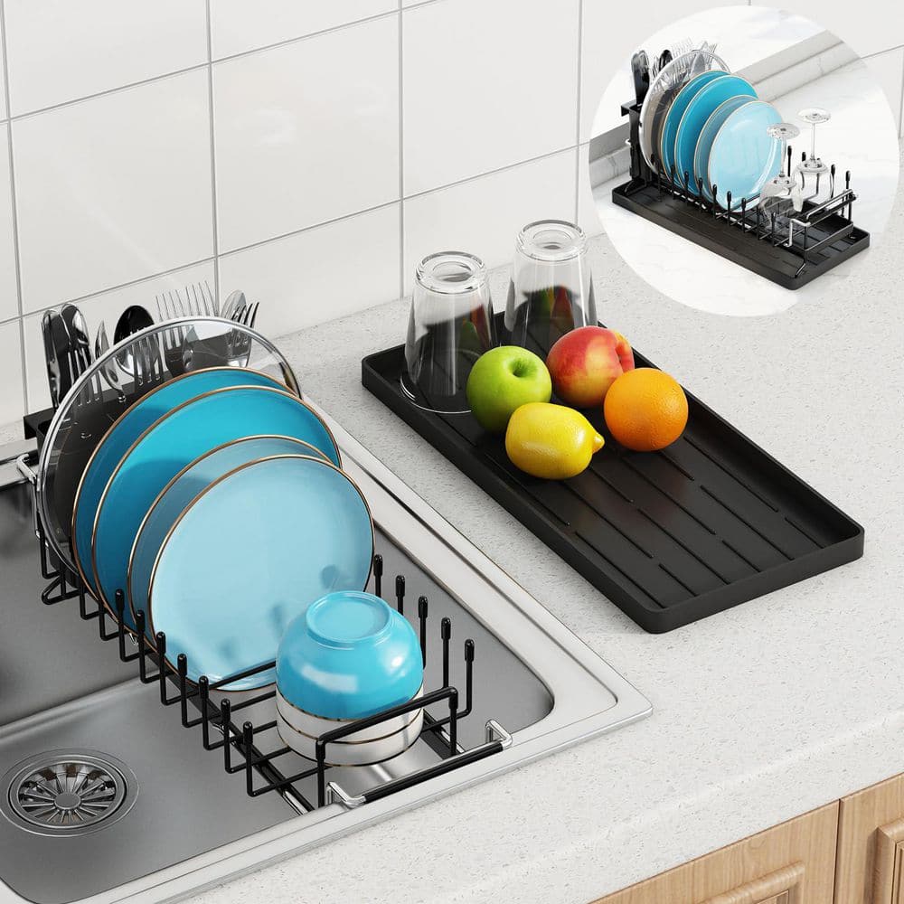 14 in.-19 in. Fit Dish Rack for Kitchen Counter, Draining Dishes, Kitchen Sinks, Black (1-Pack) price history on PriceWatchPro