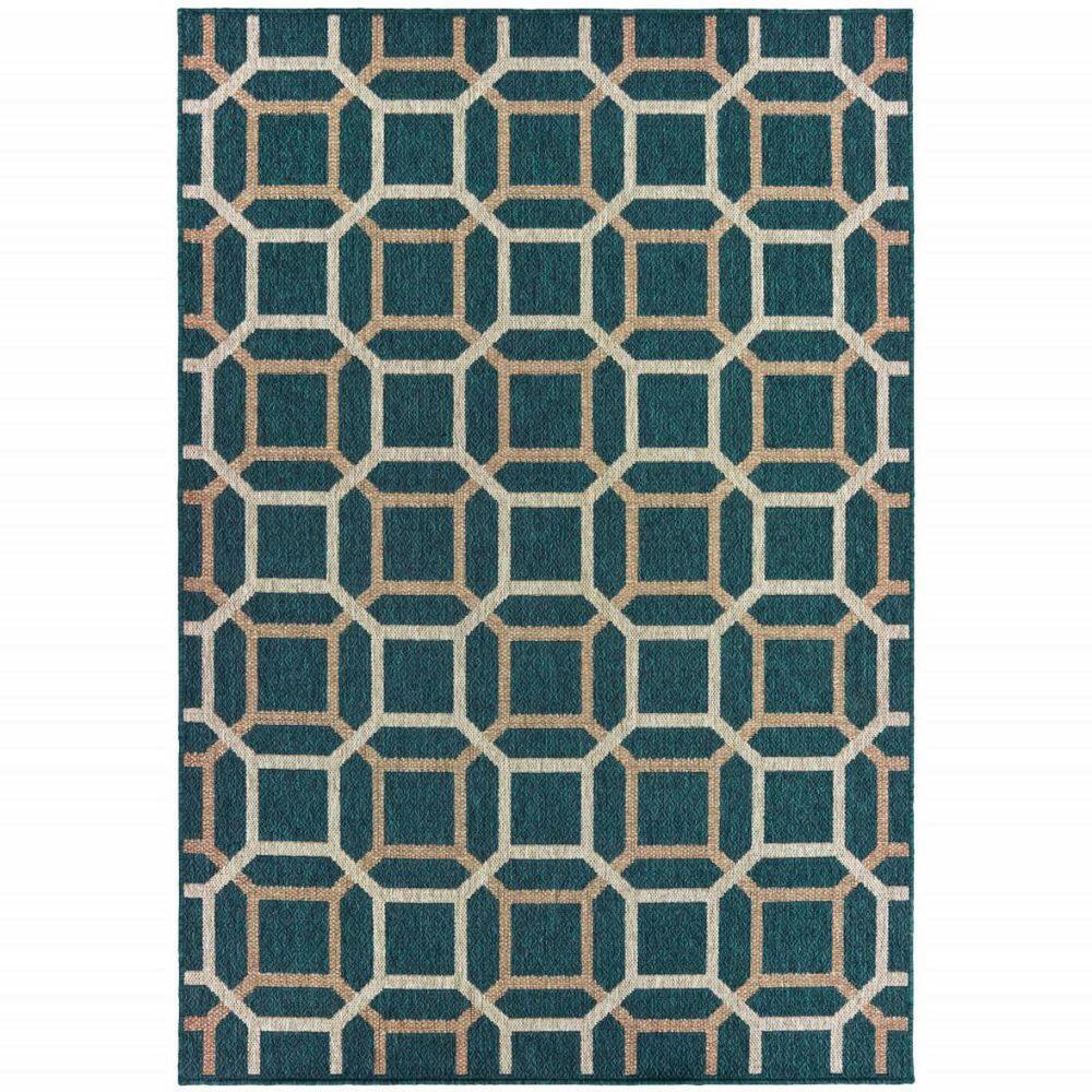 Blue, Gray 5 ft. x 7 ft. Loomed Polypropylene Rectangle Indoor/Outdoor Area Rug price history on PriceWatchPro